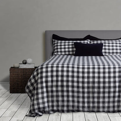 Union Check Duvet Cover - Black & white