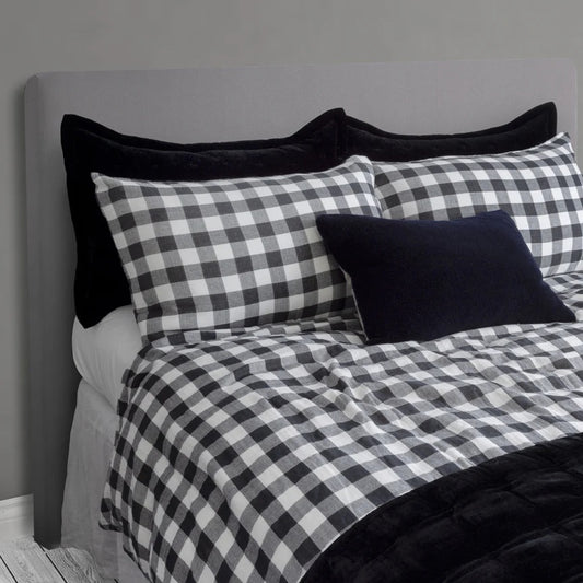 Union Check Duvet Cover - Black & white