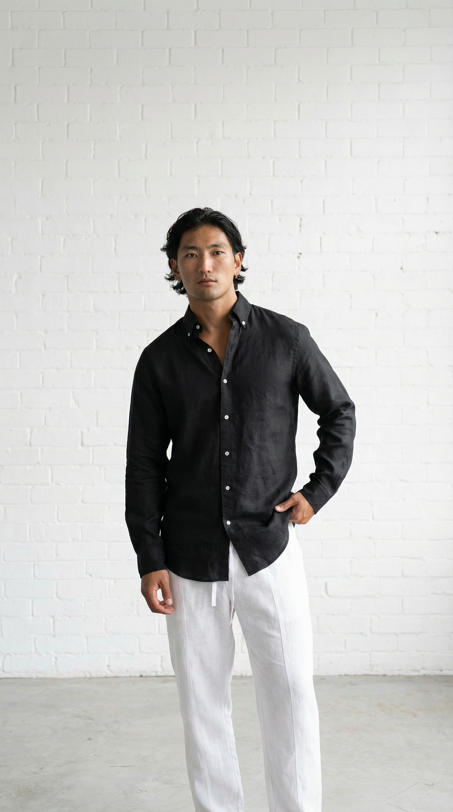 Mens Classic Linen shirt - Black