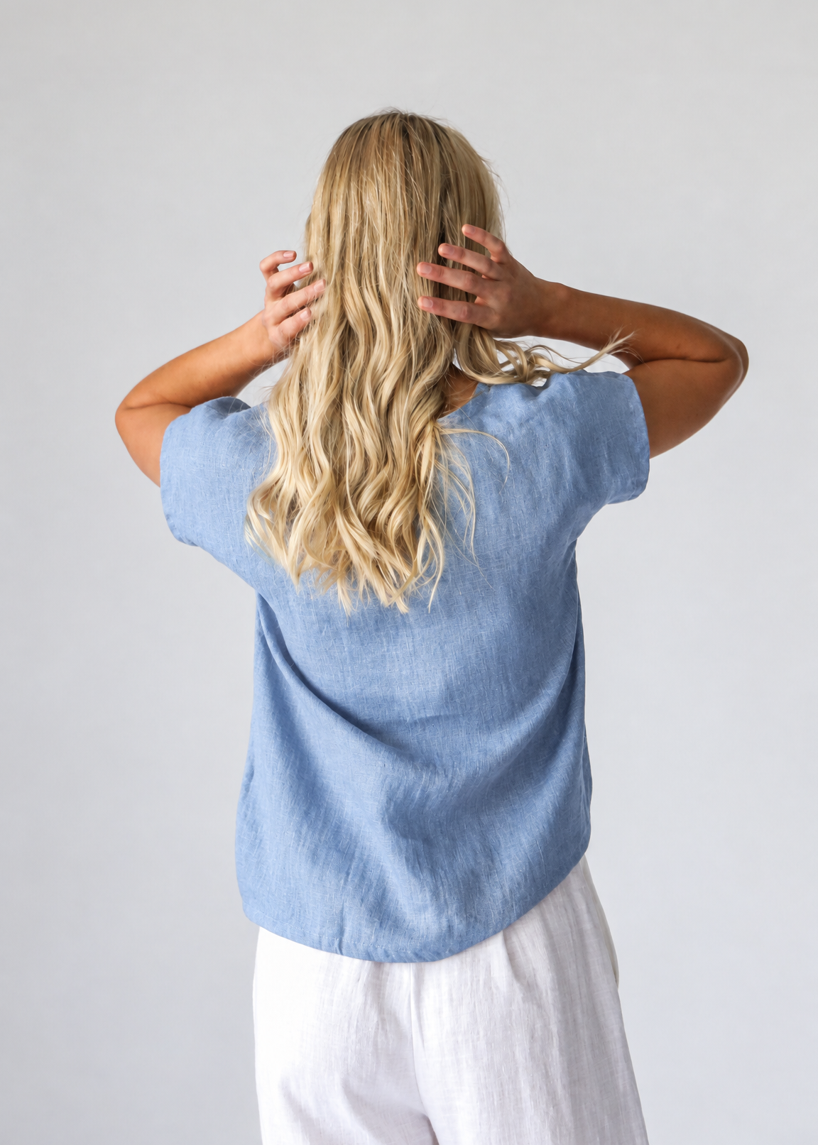 Linen T-Shirt | Pale Blue -15% OFF