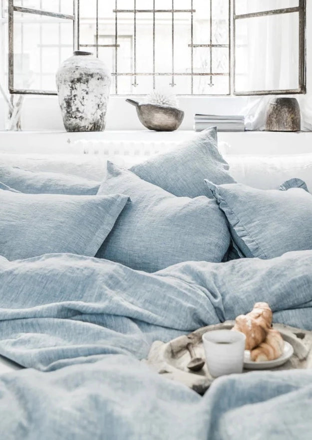 Chambray Blue Linen Duvet cover Set | Made in Europe