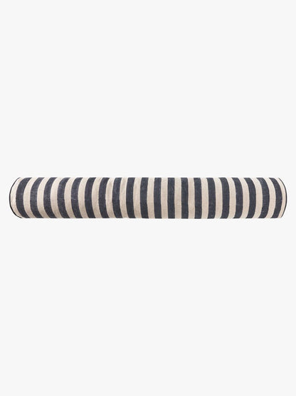 Striped cylindrical object on a white background