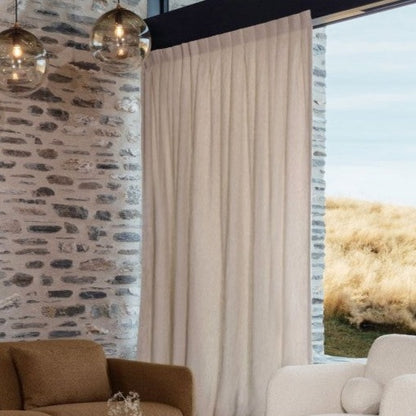Ivory Linen Curtains - Box pleat