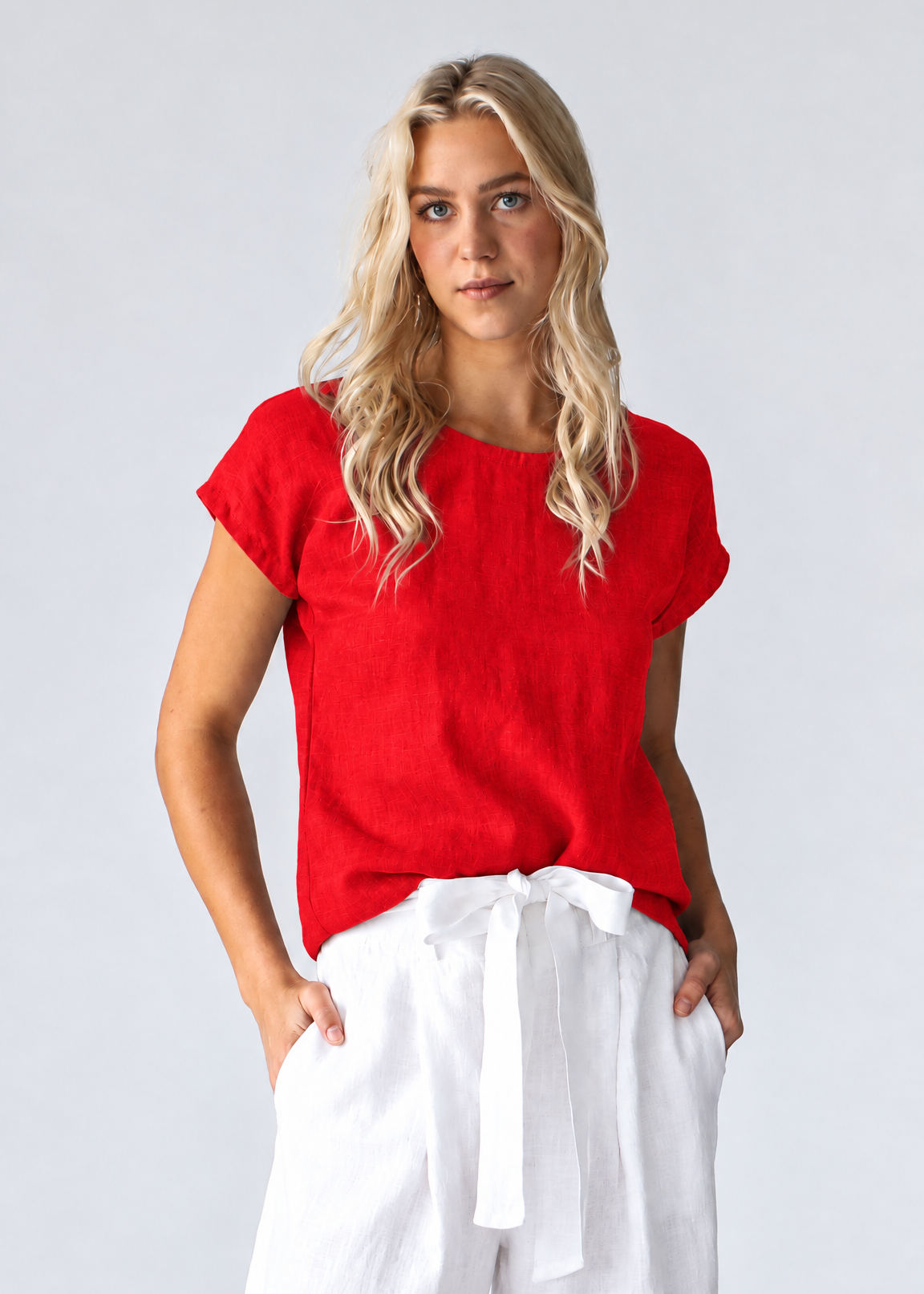 Linen T-Shirt | Vivid Red -15% OFF