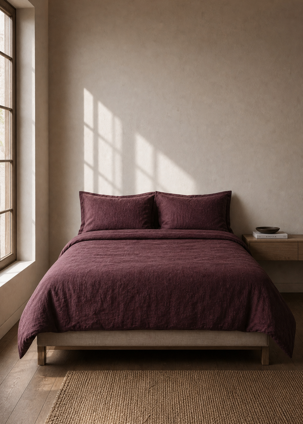 Linen Duvet Cover - Burgundy
