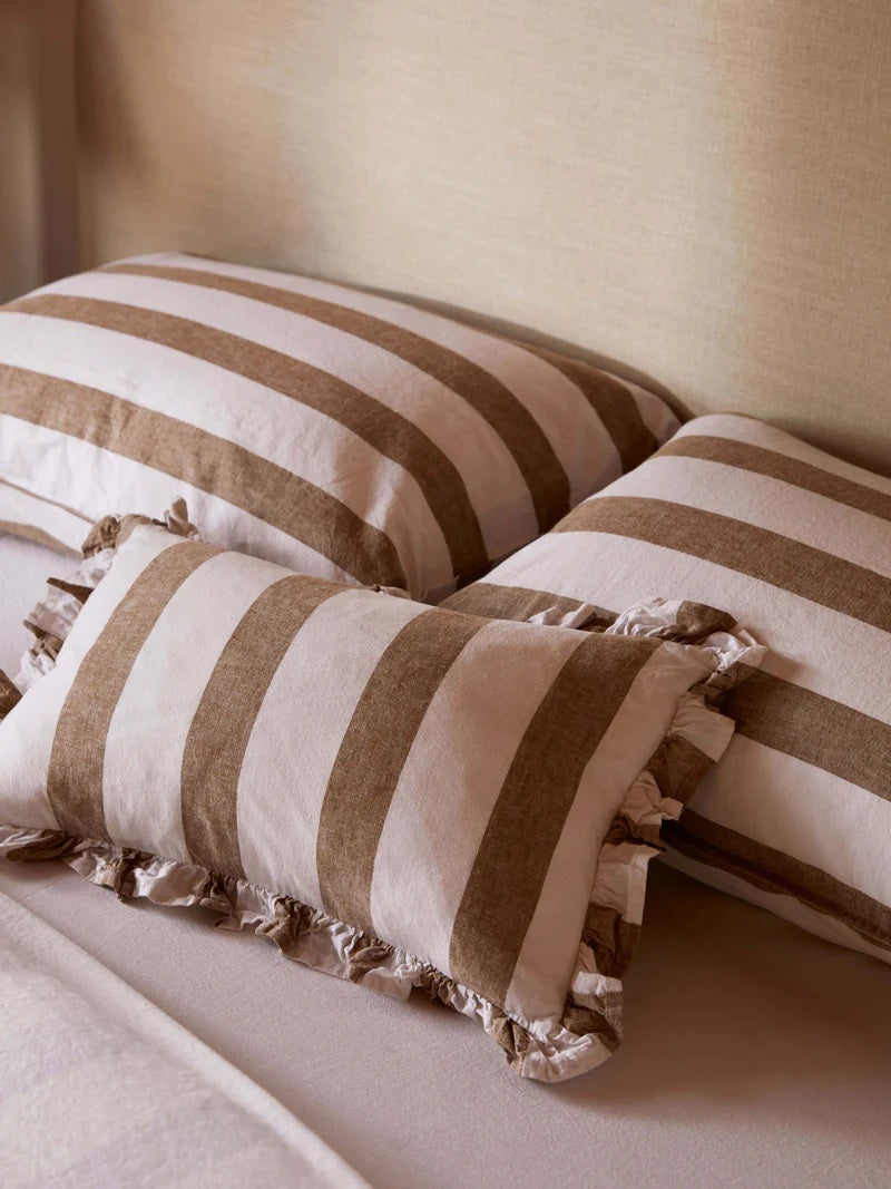 Café Striped Linen Cushion