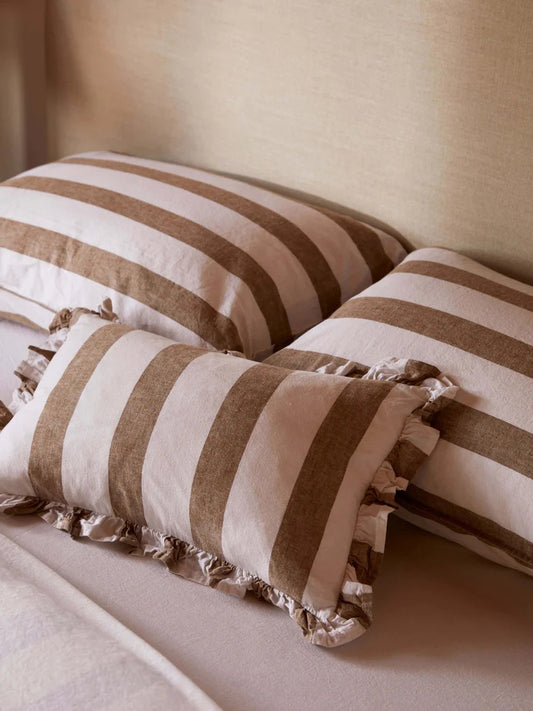 Café Striped Linen Cushion