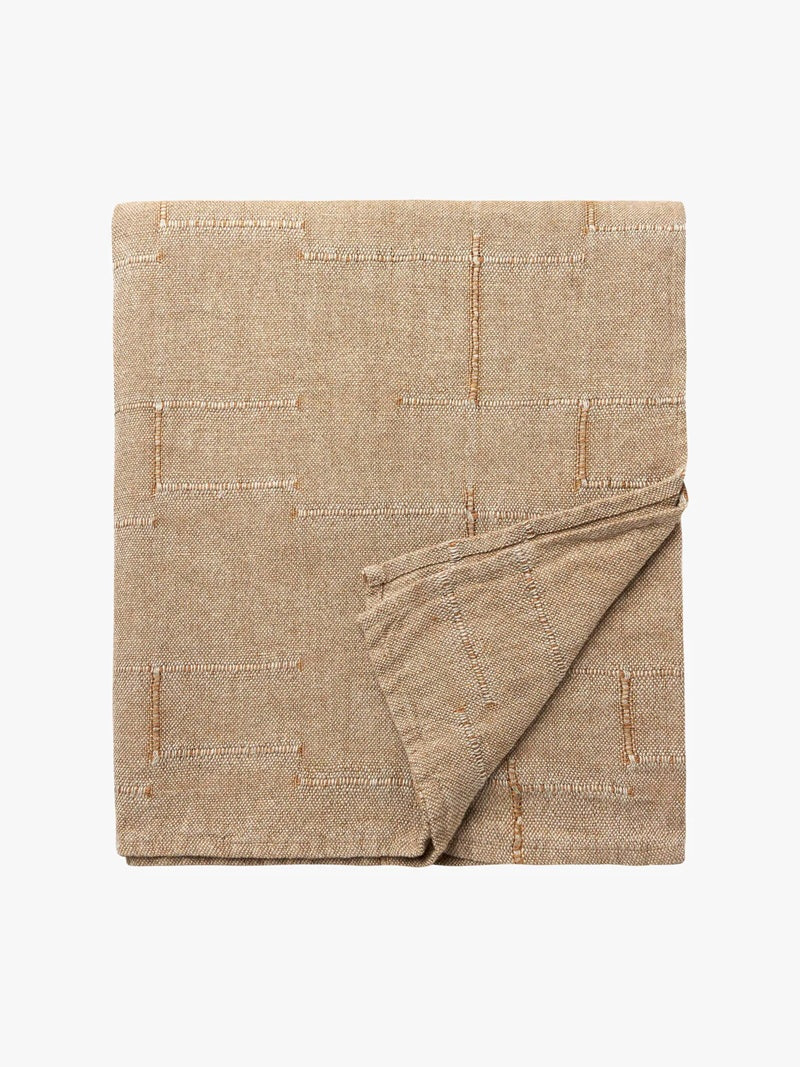 Textured Linen Bedcover | Caramel