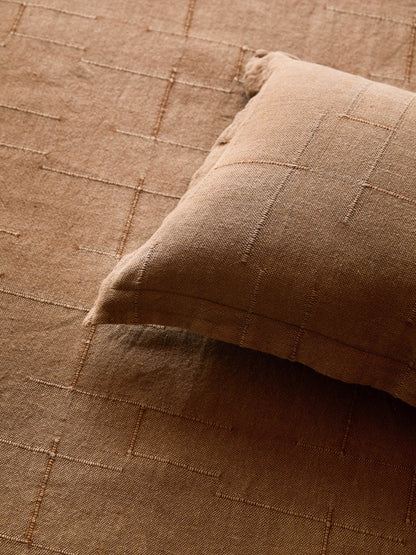 Textured Linen Bedcover | Caramel