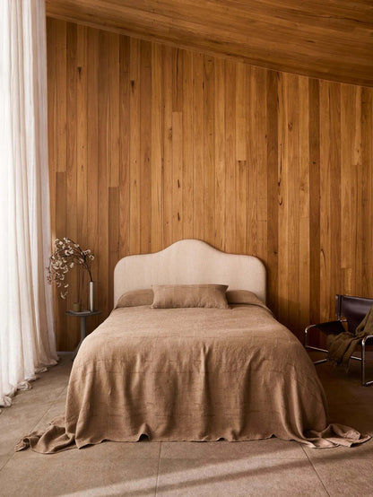 Textured Linen Bedcover | Caramel