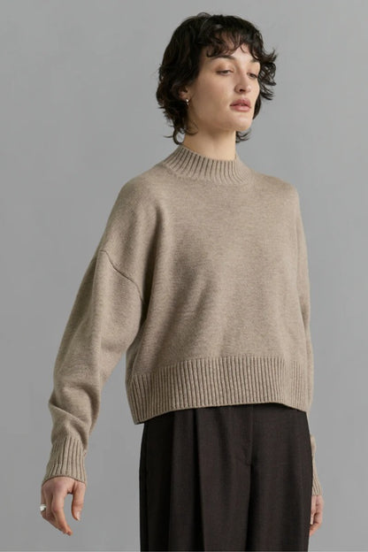 Merino knit Sweater – Camel Melange