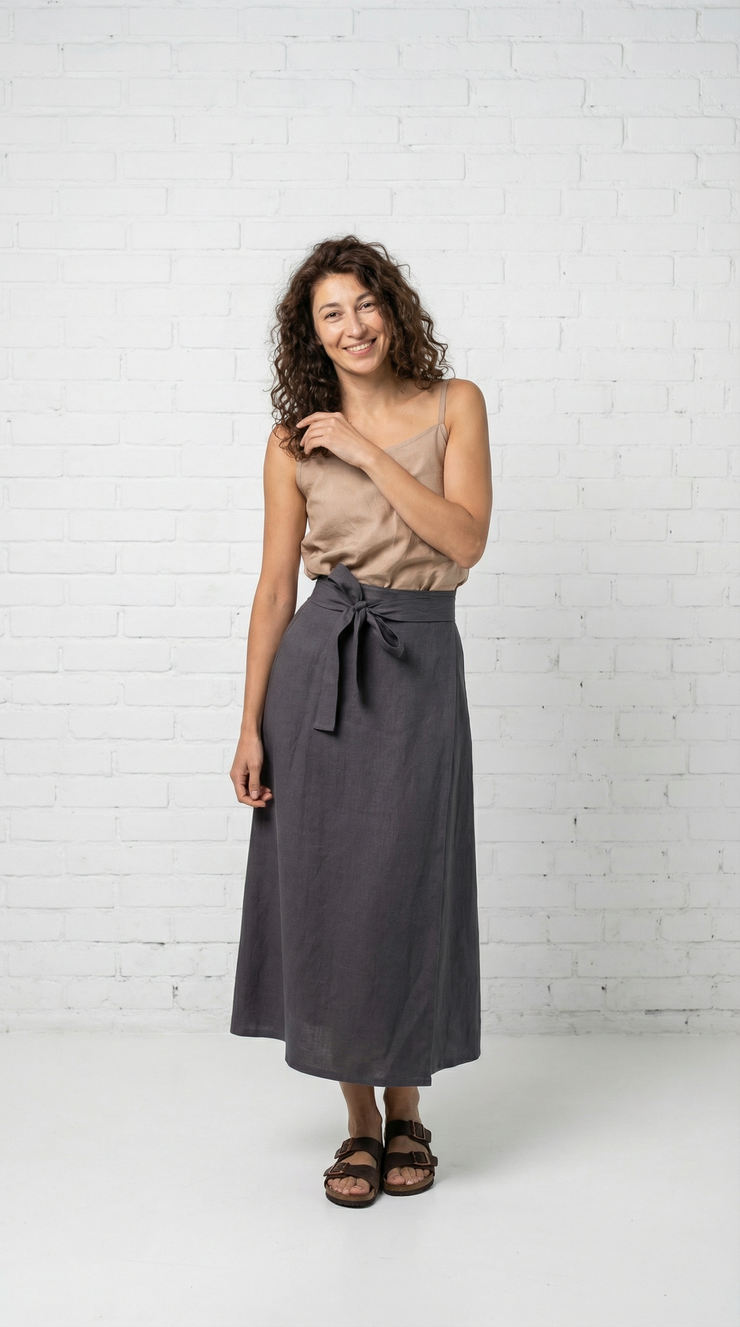 Iris Linen Skirt | Charcoal