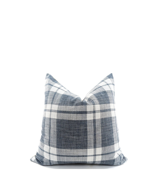 The Ashford Check Cushion - Sky