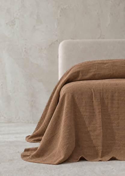Heavy Linen Bed Cover | Chestnut