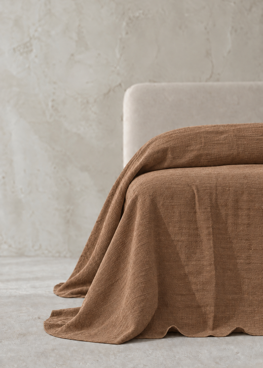 Heavy Linen Bed Cover | Chestnut
