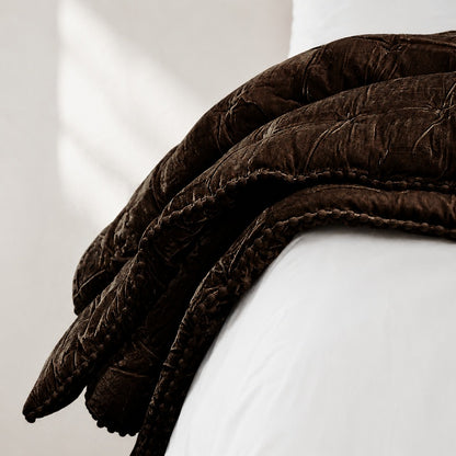 Velvet Comforter | Chocolate with bobble Trim