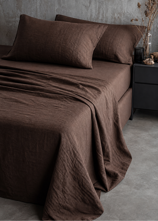 Linen Flat Sheet | Cacao