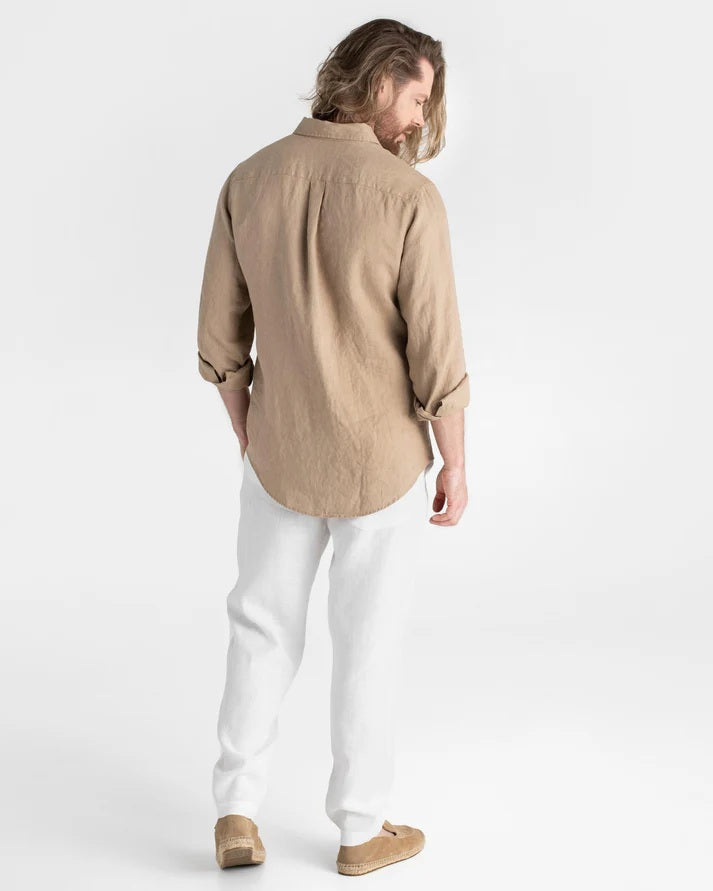 Mens Classic Linen shirt - Wheat
