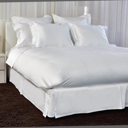 Sateen Bed Skirt in White | Pleated | Made in Italy