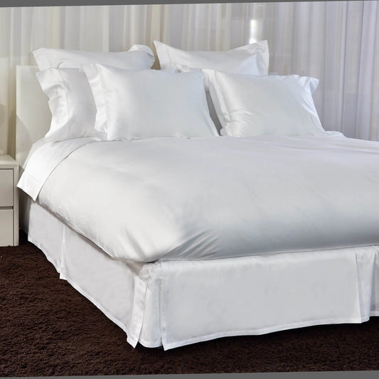 Sateen Bed Skirt in White | Pleated | Made in Italy