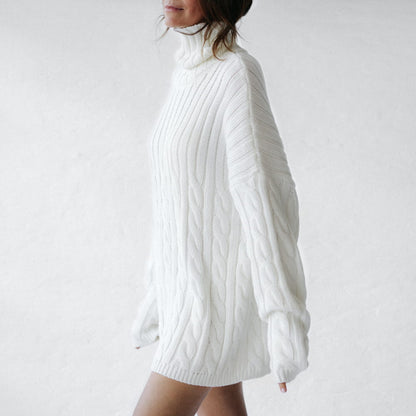 Cable Knit Turtleneck Sweater – Ivory