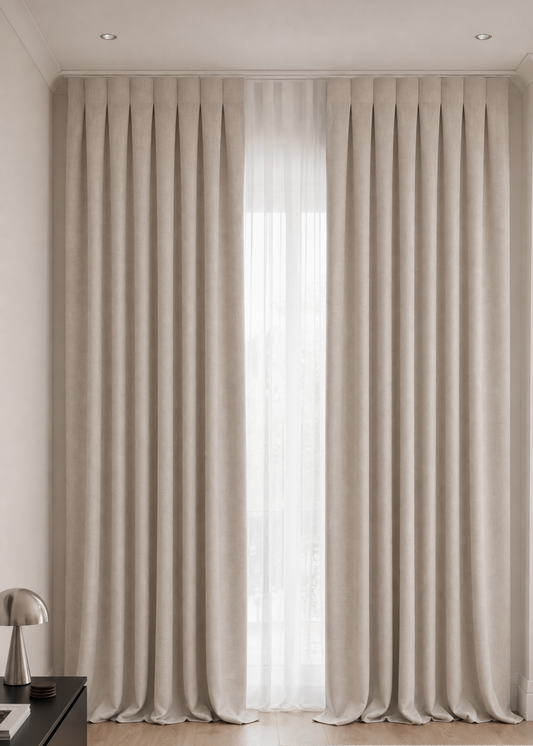 Glamour Cotton Twill Curtains in Oyster