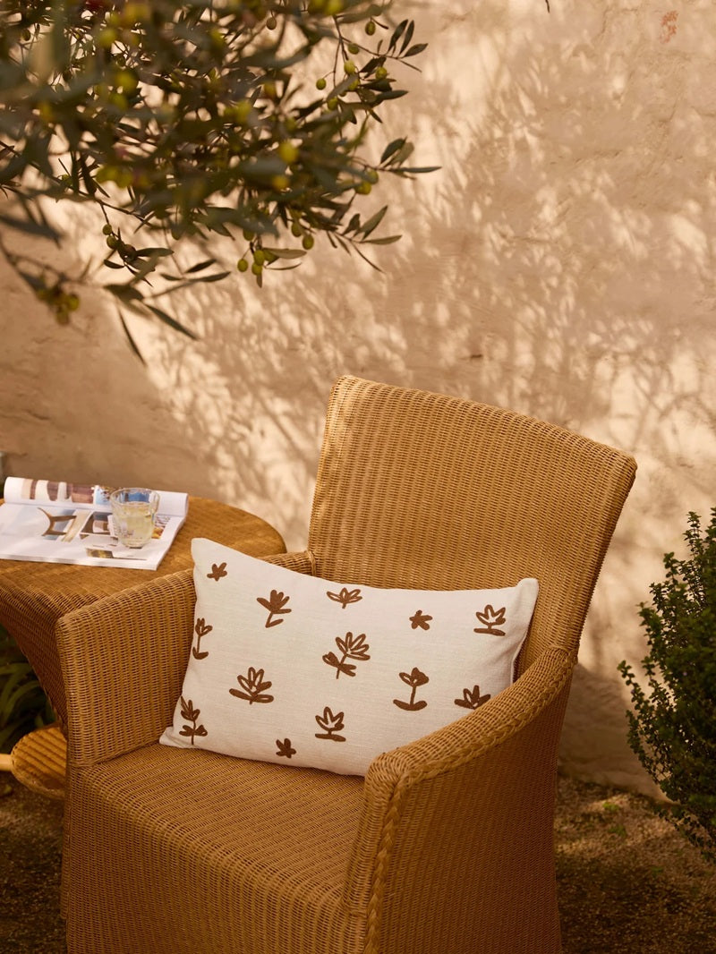 Fleur Embroidered Cushion | Nougat