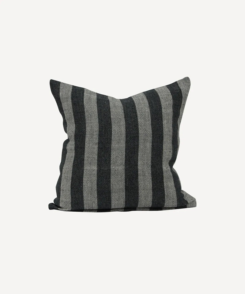 Grey Stripe Linen Cushion | 50x50cm | Heavy Textured Linen | The Foxes Den
