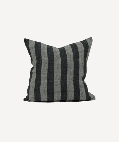 Grey Stripe Linen Cushion | 50x50cm | Heavy Textured Linen | The Foxes Den