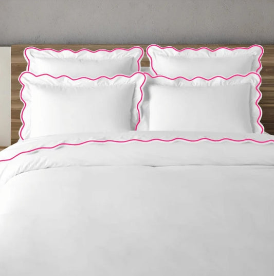 Scalloped Embroidery Duvet Cover set - Pink