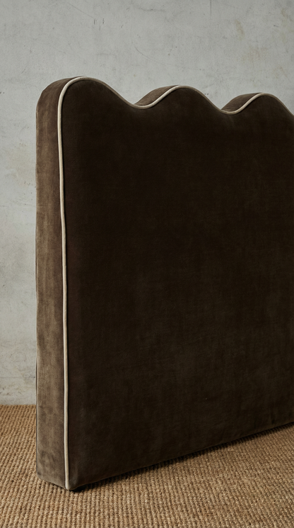 Piped Edge Headboard | Upholstered Bedhead Espresso