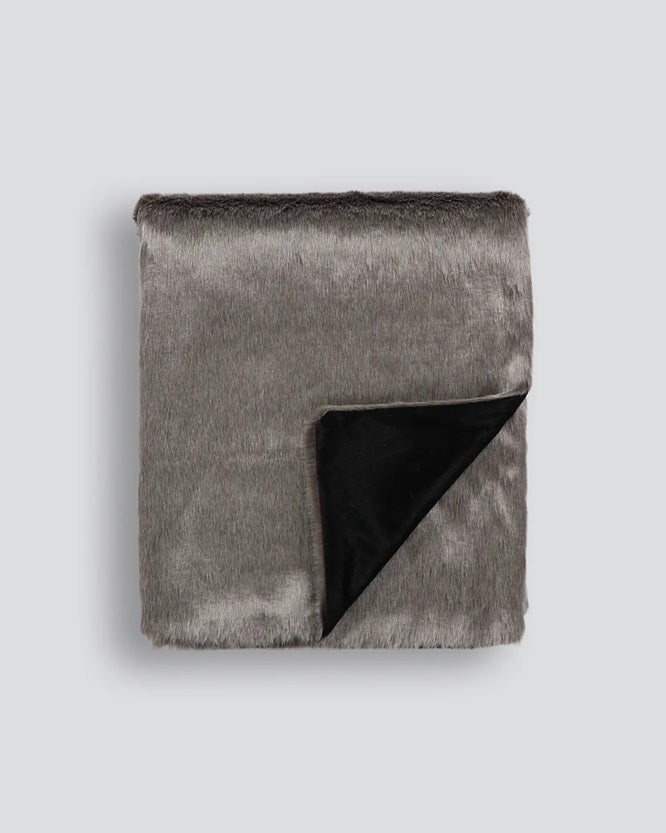 Samira Faux Fur Throw - Slate
