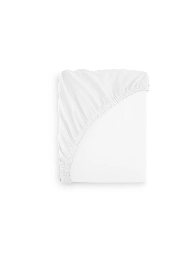 White fitted sheet on a white background