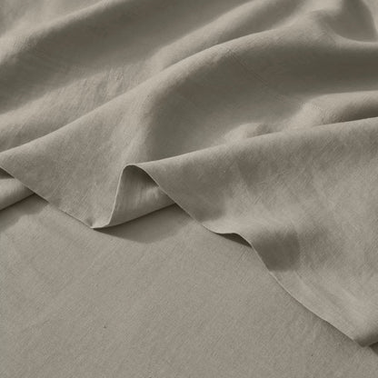 French Flax Linen Fitted Sheet | Pebble