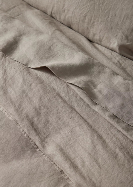 French Flax Linen Flat Sheet | Pebble