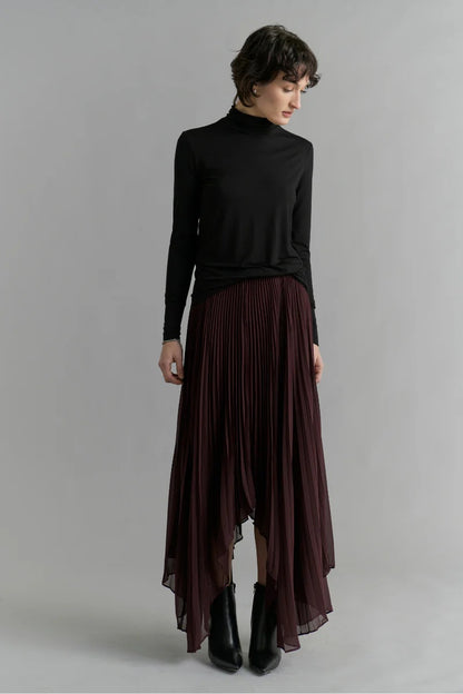 Pleated Skirt - Deep Wine