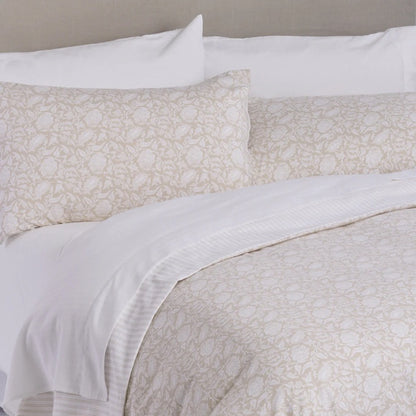Floral Batik-Style Cotton Duvet Set - Natural