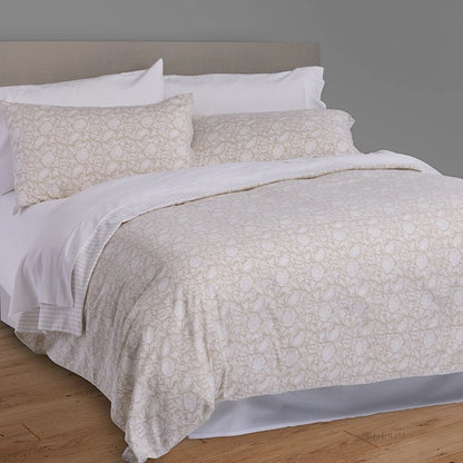 Floral Batik-Style Cotton Duvet Set - Natural
