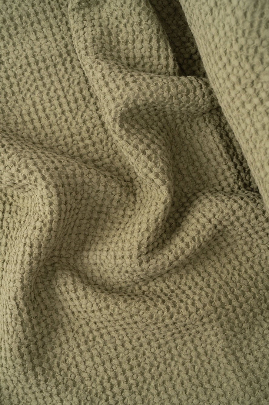 Moss Green Waffle Blanket – Made in Europe