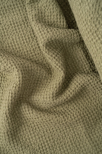 Moss Green Waffle Blanket – Made in Europe