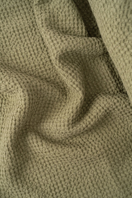 Moss Green Waffle Blanket – Made in Europe