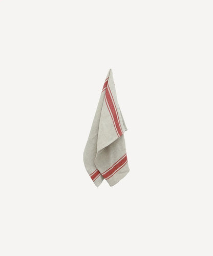 Classic Stripe Tea Towel - Natural & Red