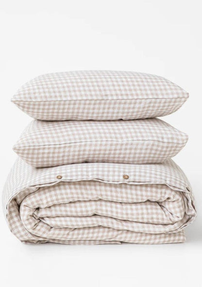 New Gingham linen Pillowcases | Natural
