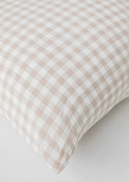 New Gingham linen Pillowcases | Natural