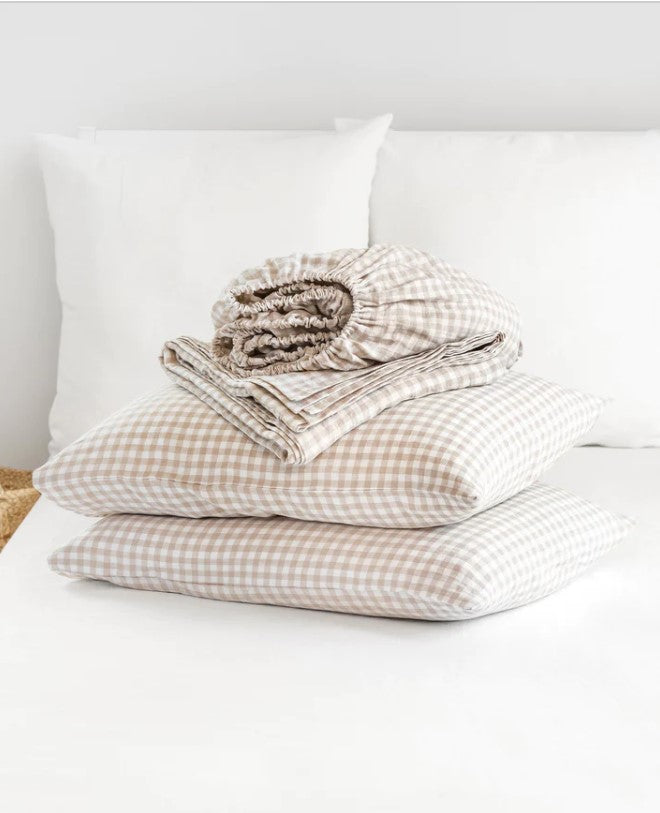 New Gingham linen duvet cover | Natural