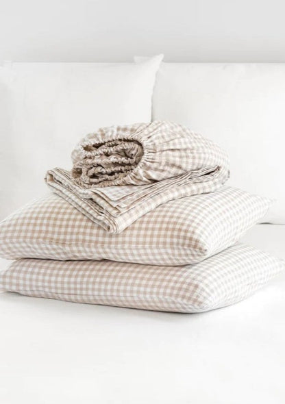 New Gingham linen Pillowcases | Natural