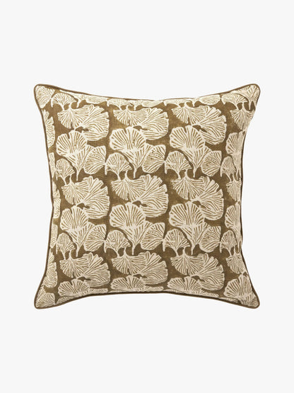 Ginkgo Linen Cushion - Khaki