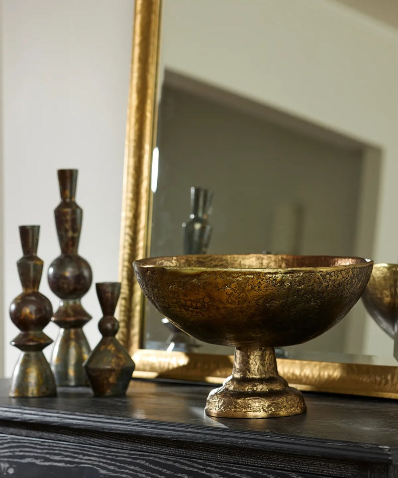 Babylon Bowl on Stand ~ Antique Gold