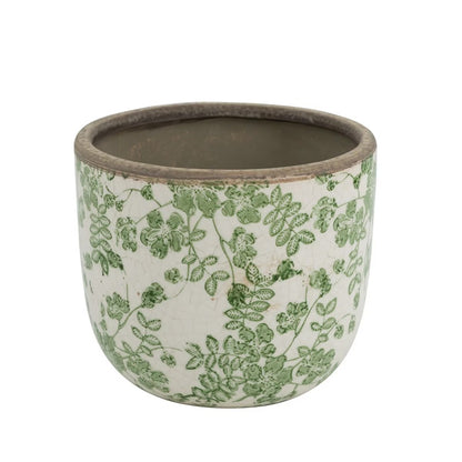 Aged Green Leaf Planter - 15cm