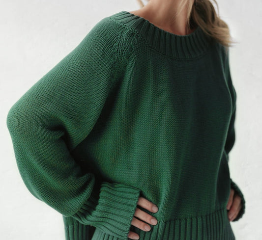 Boatneck Sweater | Emerald Green